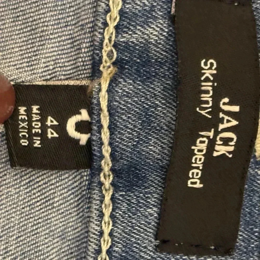 Authentic-True Religion JACK Skinny Tapered-Cotton-Jeans-Pants-Blue-W44 / L 44